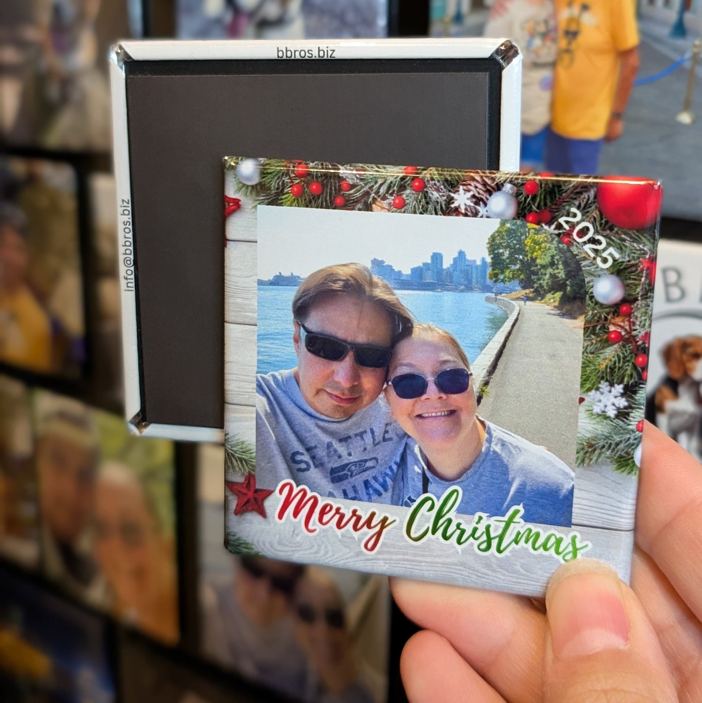 Merry Christmas 2025 Fridge Magnet – 2.5 Inch Square Keepsake