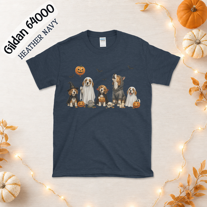 Beagle Halloween Shirt | 5 Costumed Beagles Graveyard Tee | Witch Vampire Werewolf Ghost Dog Shirt | Funny Beagle Mom Gift