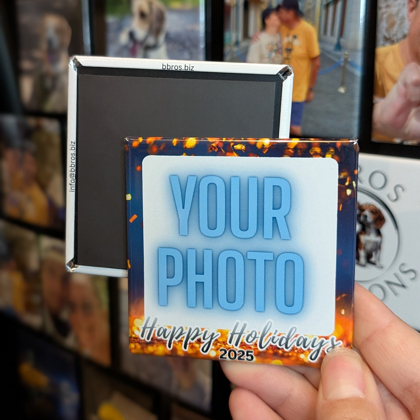 Custom 2.5" Square Fridge Magnet – Happy Holidays Gift