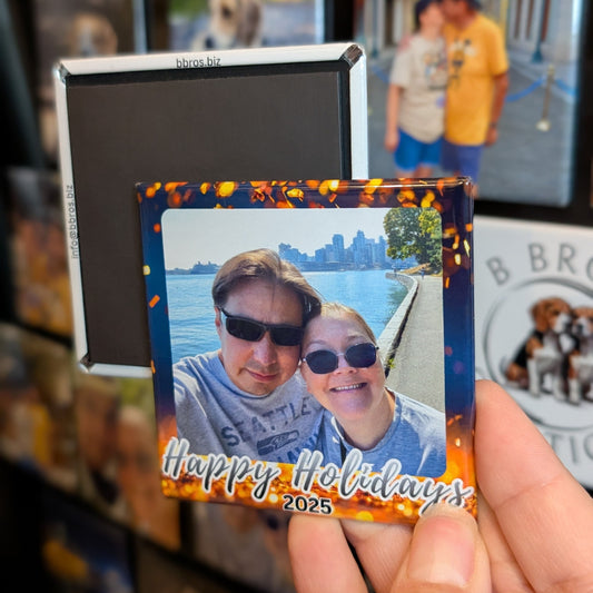 Custom 2.5" Square Fridge Magnet – Happy Holidays Gift