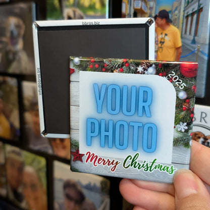 Merry Christmas 2025 Fridge Magnet – 2.5 Inch Square Keepsake